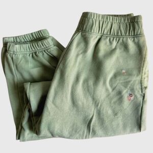 American Eagle Sz M Green Floral Embroidered Sweatpants Joggers